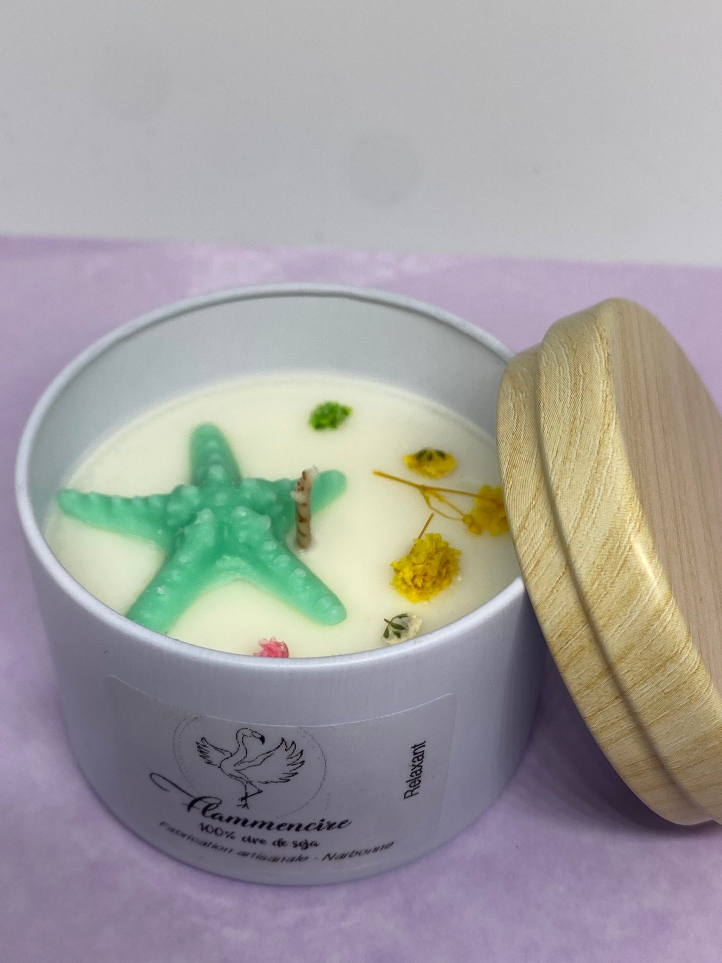 Bougie pot fer blanc