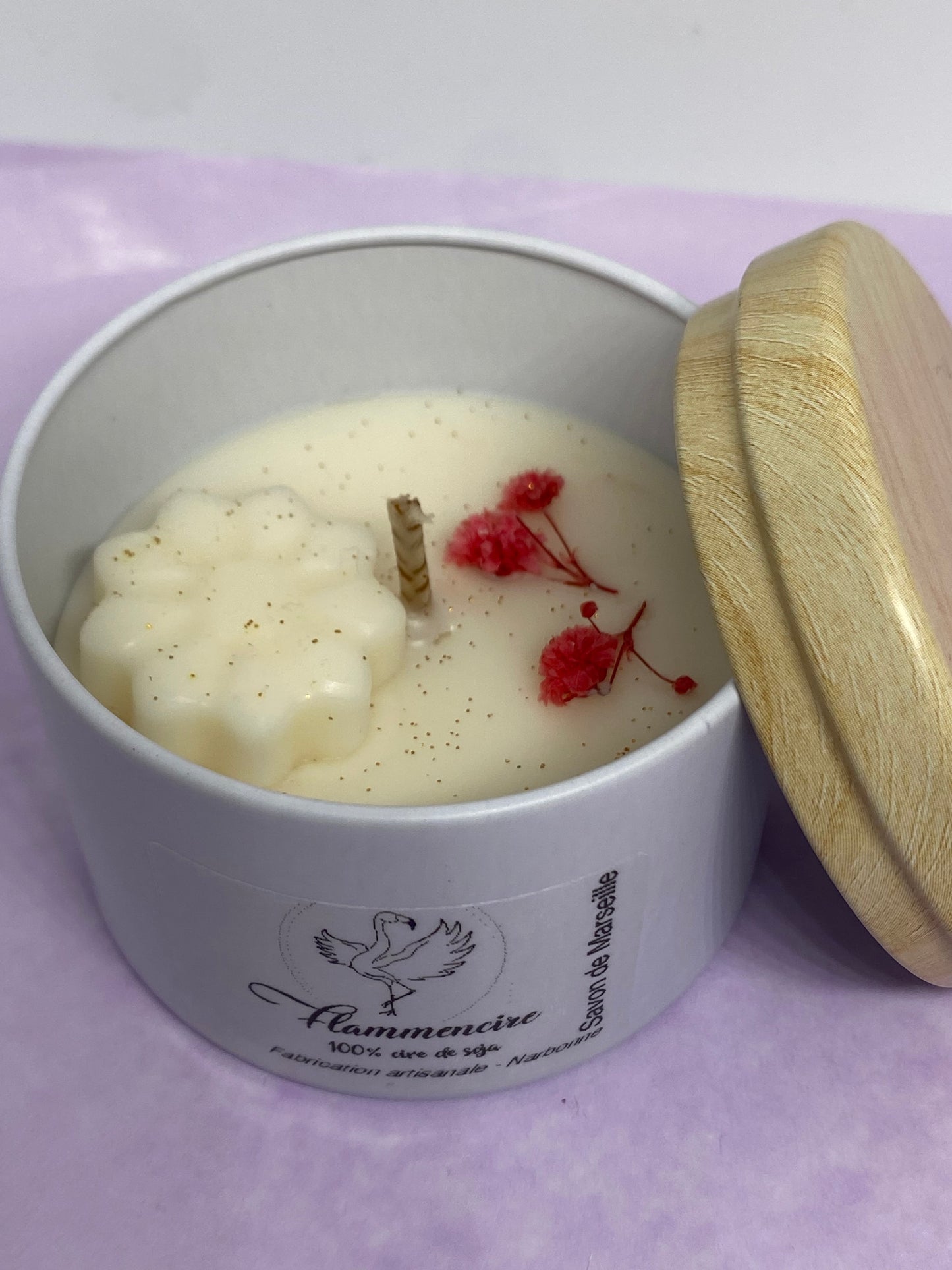 Bougie pot fer blanc