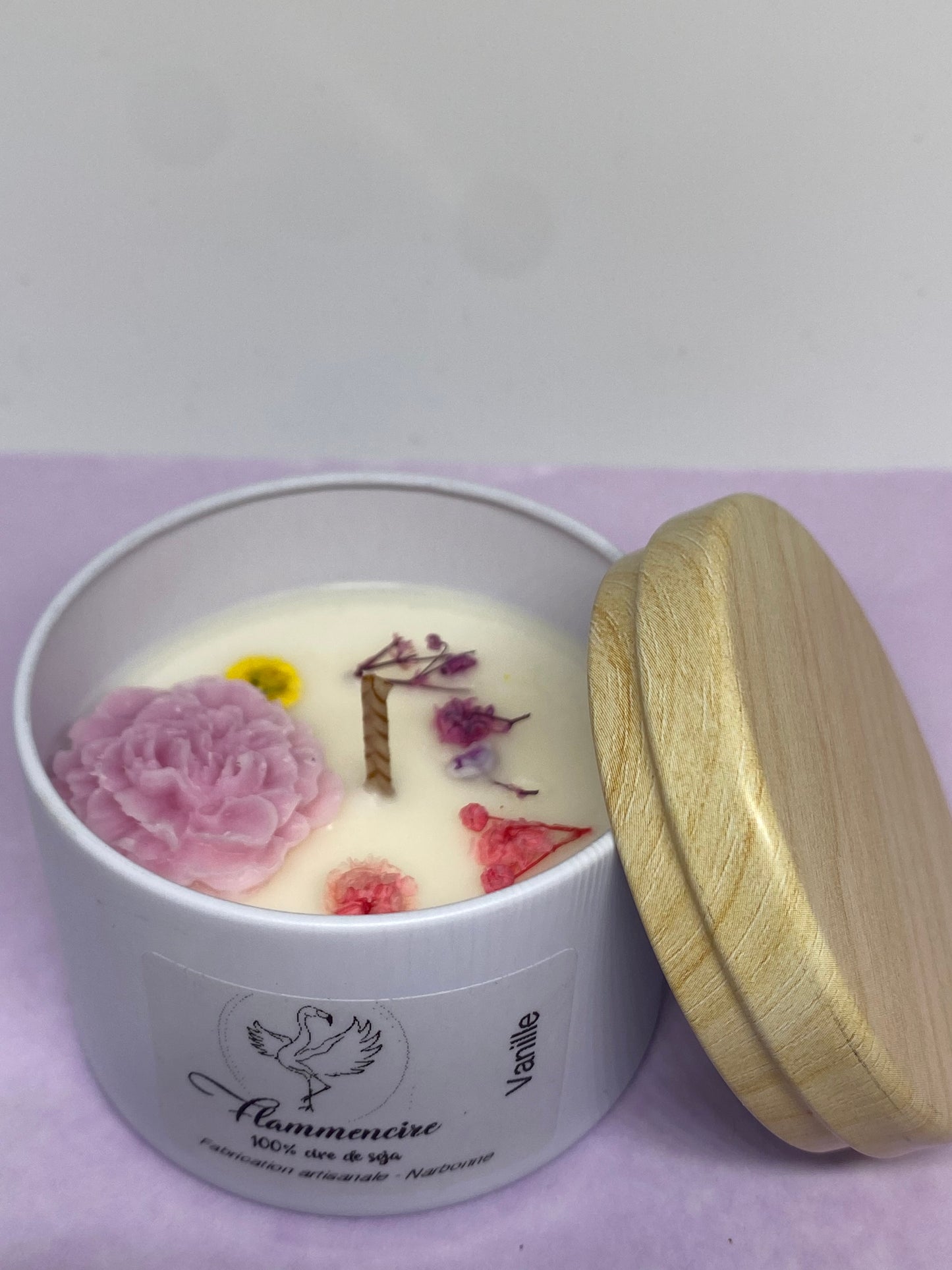 Bougie pot fer blanc